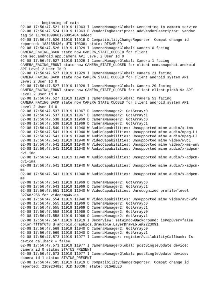 Camera and Audio Log Analysis | PDF | Software Engineering | Computer ...