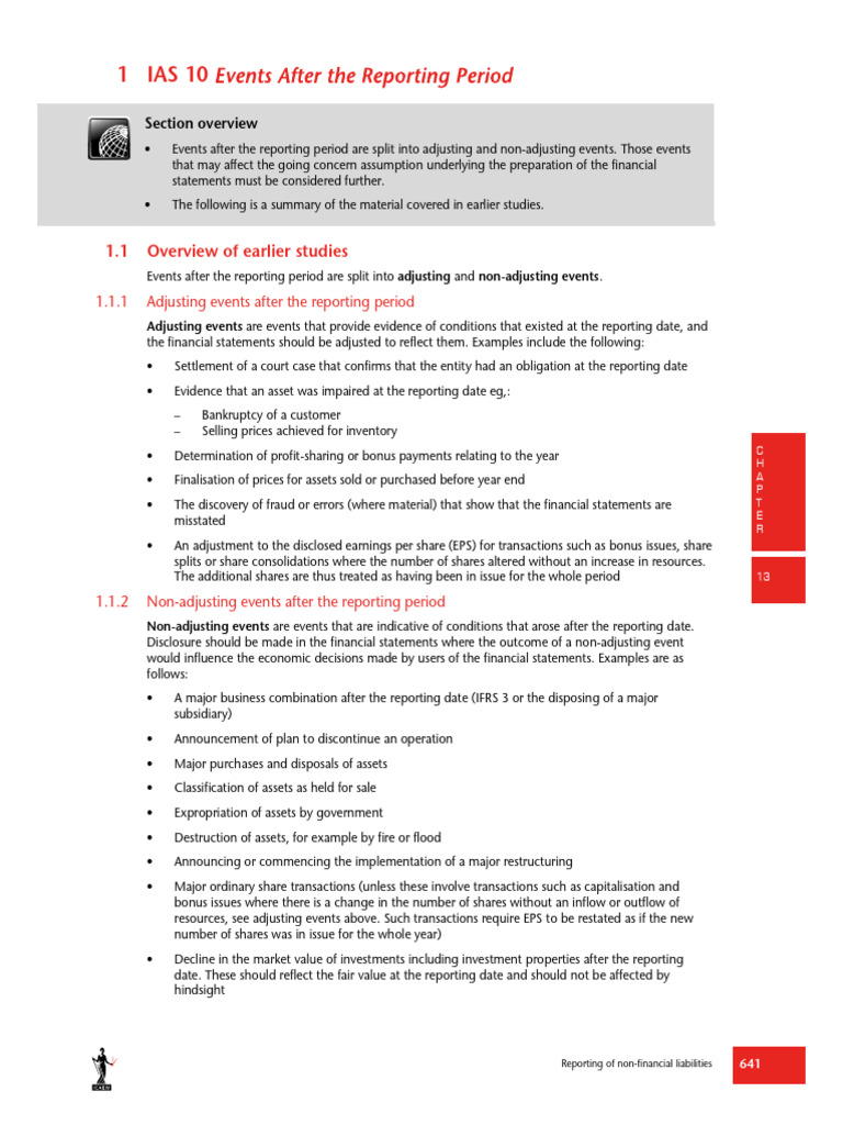 IAS 10 ICAEW | PDF | Going Concern | Equity (Finance)