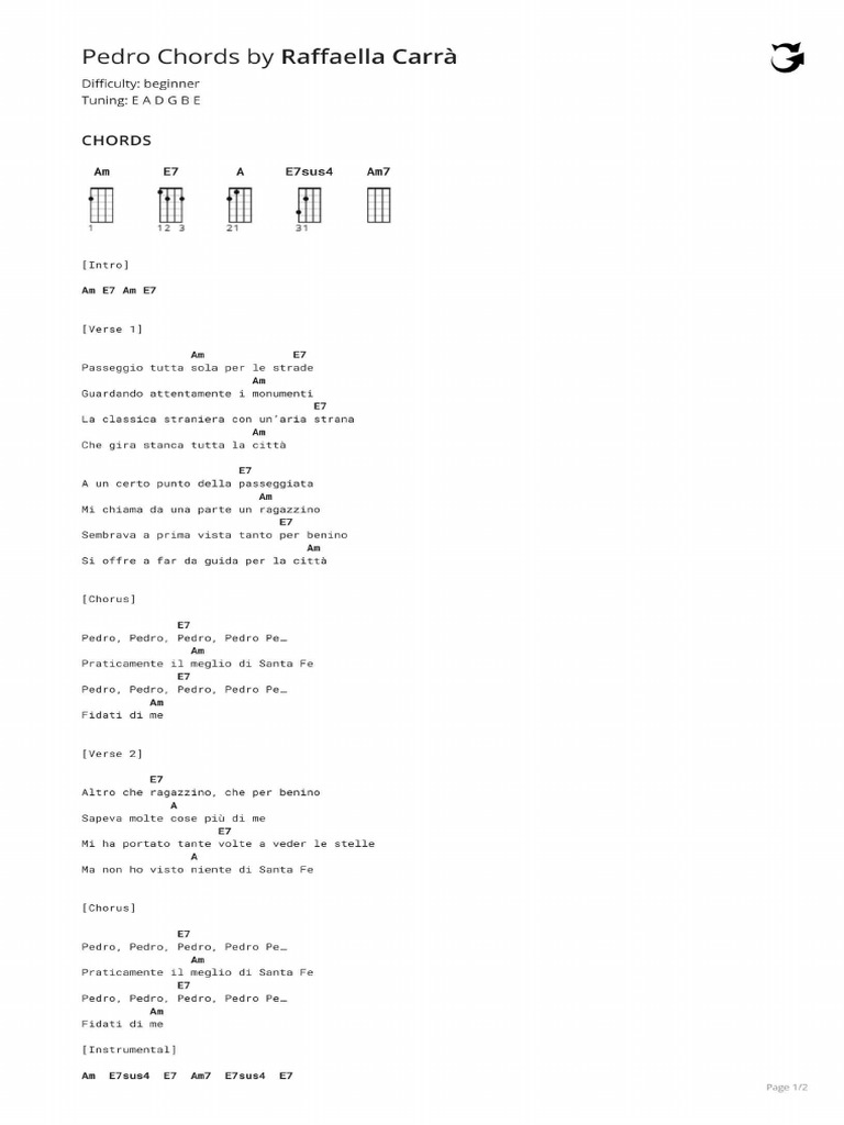 Pedro Chords | PDF