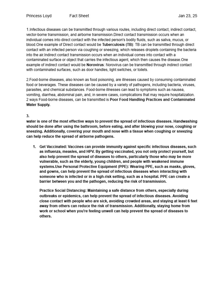 Stop The Spread Fact sheet | PDF | Infection | Pathogen