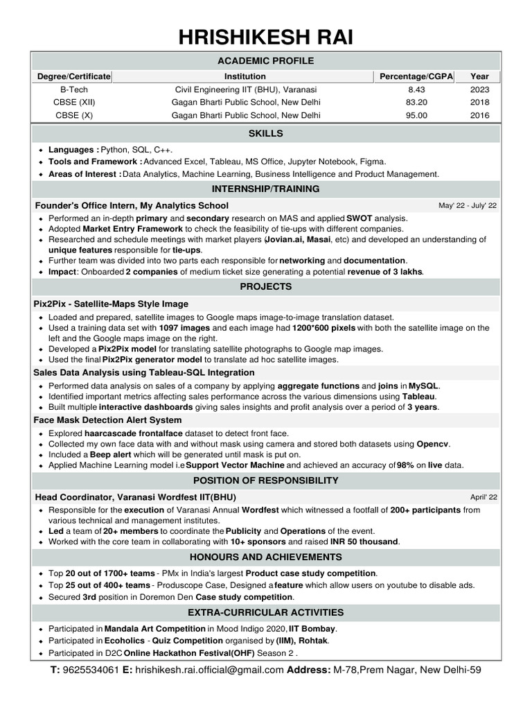 Hrishikesh Rai: Civil Engineer Profile | PDF | Analytics | Data Analysis