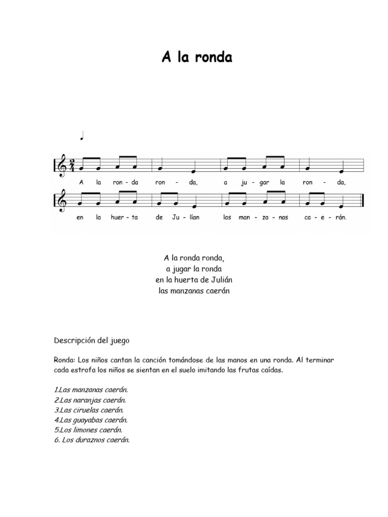 Juego infantil: La ronda de frutas | PDF