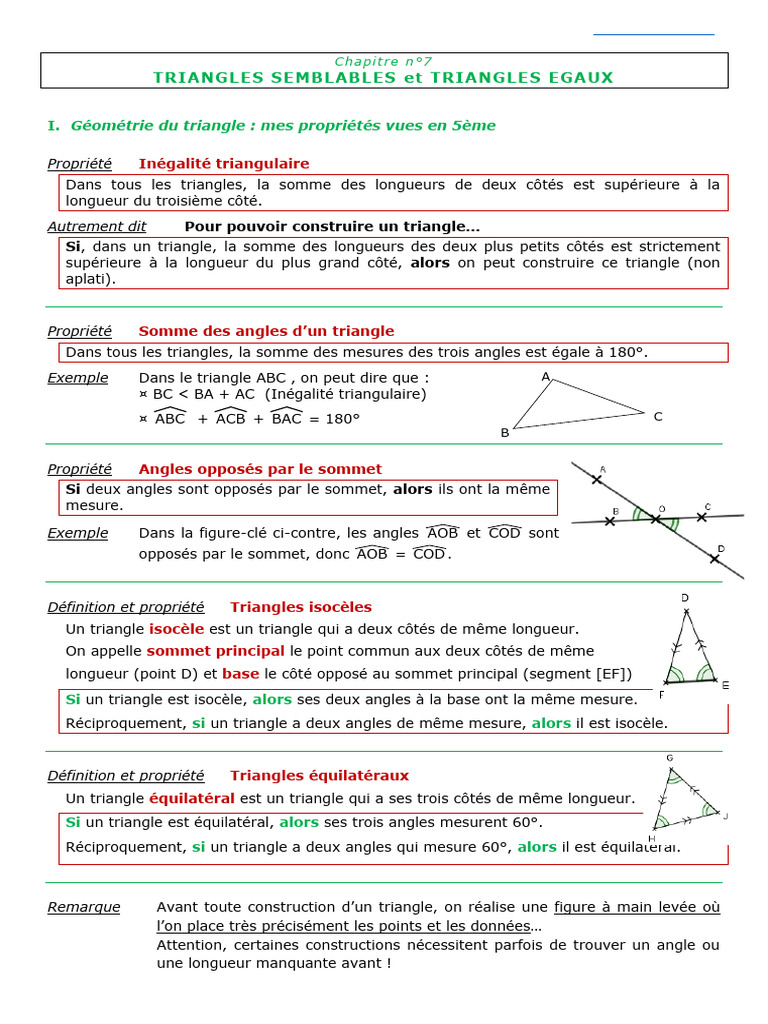 Propriétés des Triangles Semblables | PDF | Triangle | Mathématiques