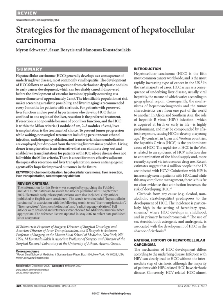 2007 Strategies For The Management of Hepatocellular Carcinoma | PDF ...