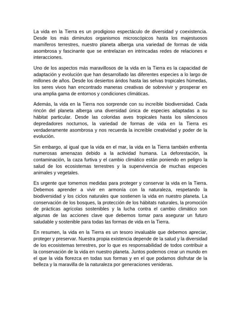 Conservación de la Vida en la Tierra | PDF