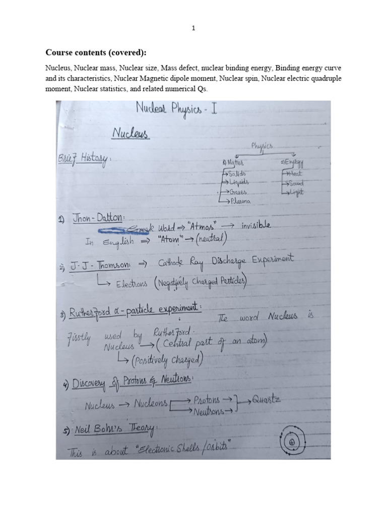 1) Lectures Notes NP-I-PHY-506 | PDF