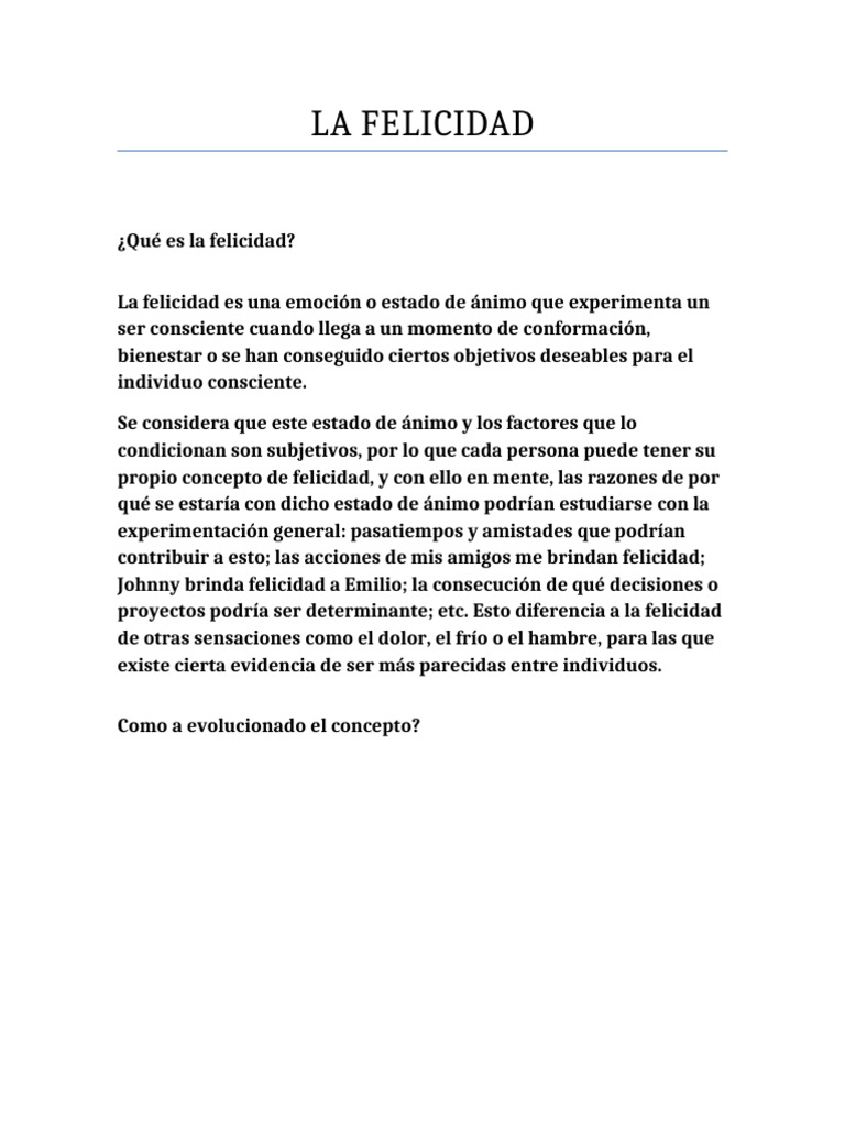 La Evolución de la Felicidad en la Vida | PDF