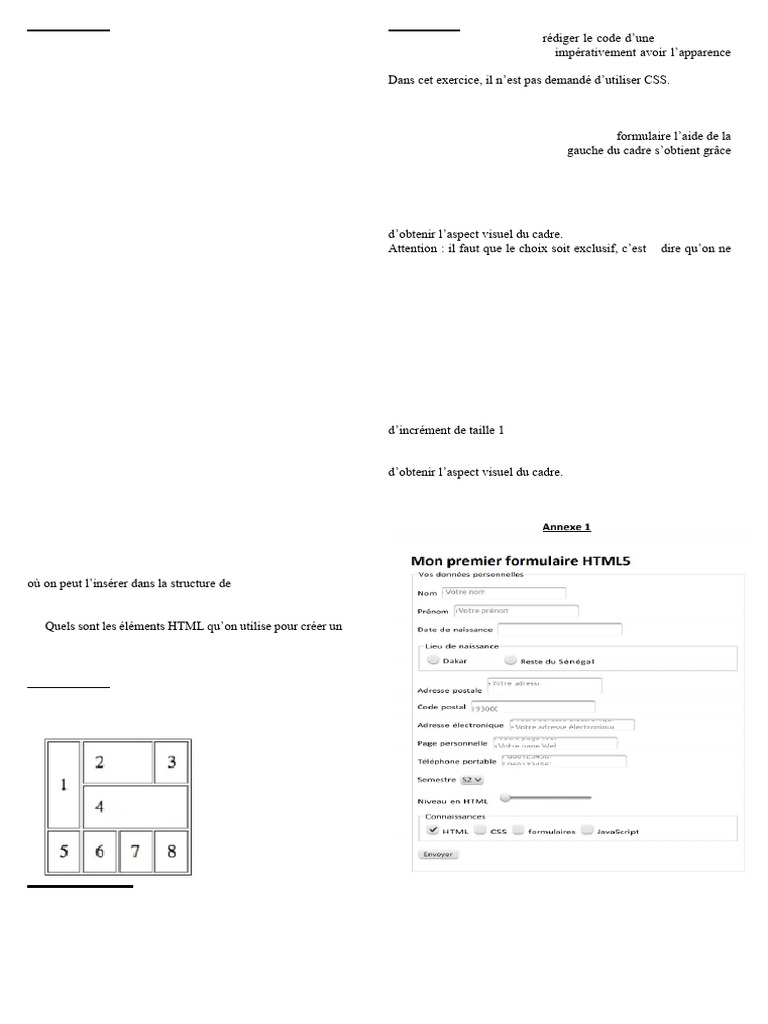 Exercices HTML et Formulaires | PDF | Html | Élément HTML