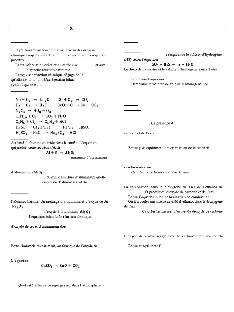 Réactions chimiques et solutions en chimie | PDF | Hydroxyde de sodium ...
