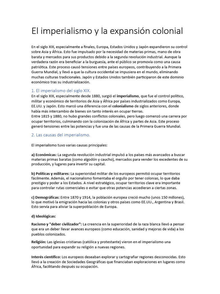 Imperialismo y Colonialismo en el Siglo XIX | PDF | Colonialismo | África