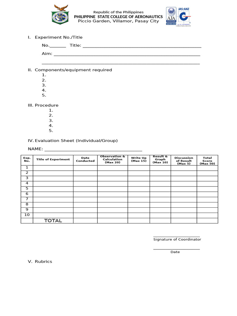 template for lab manual | PDF