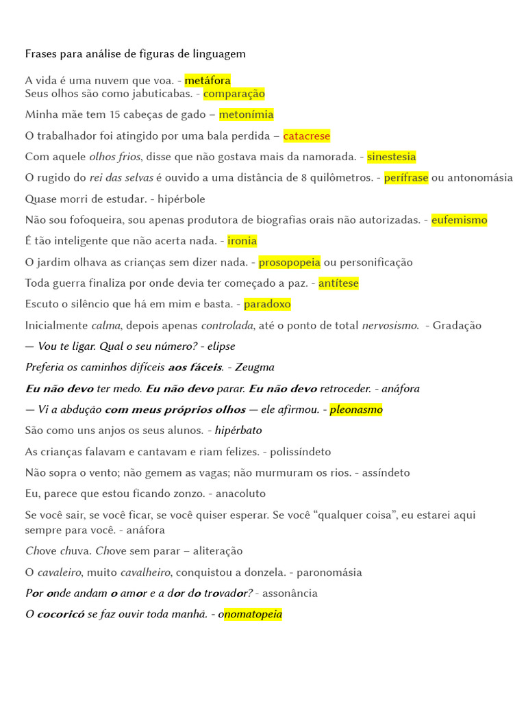 Análise de Figuras de Linguagem | PDF