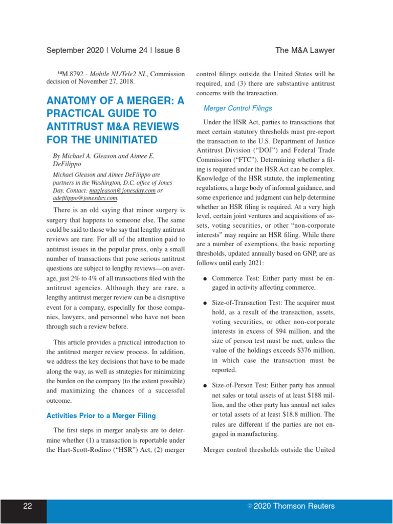 Antitrust Merger Review Guide | PDF | Mergers And Acquisitions ...