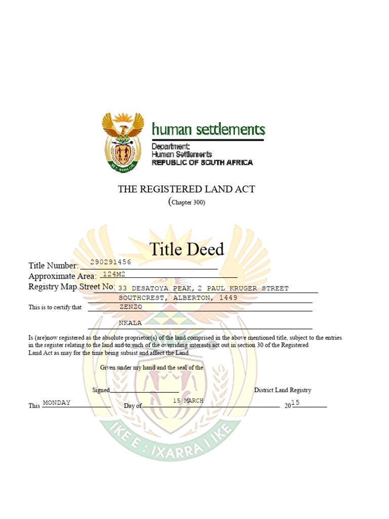 Title Deed Pdf