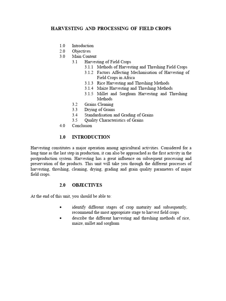 Field Crop Harvesting Techniques | PDF | Cereals | Maize
