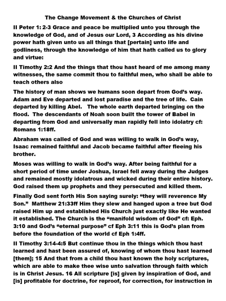 Change Movement in Churches of Christ | PDF | Baptism | Saint Peter