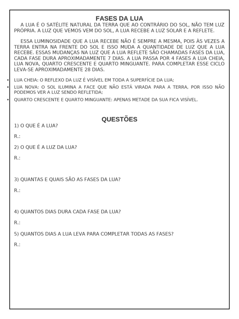 Fases da Lua e Duração dos Eclipses | PDF | Lua | Eclipse