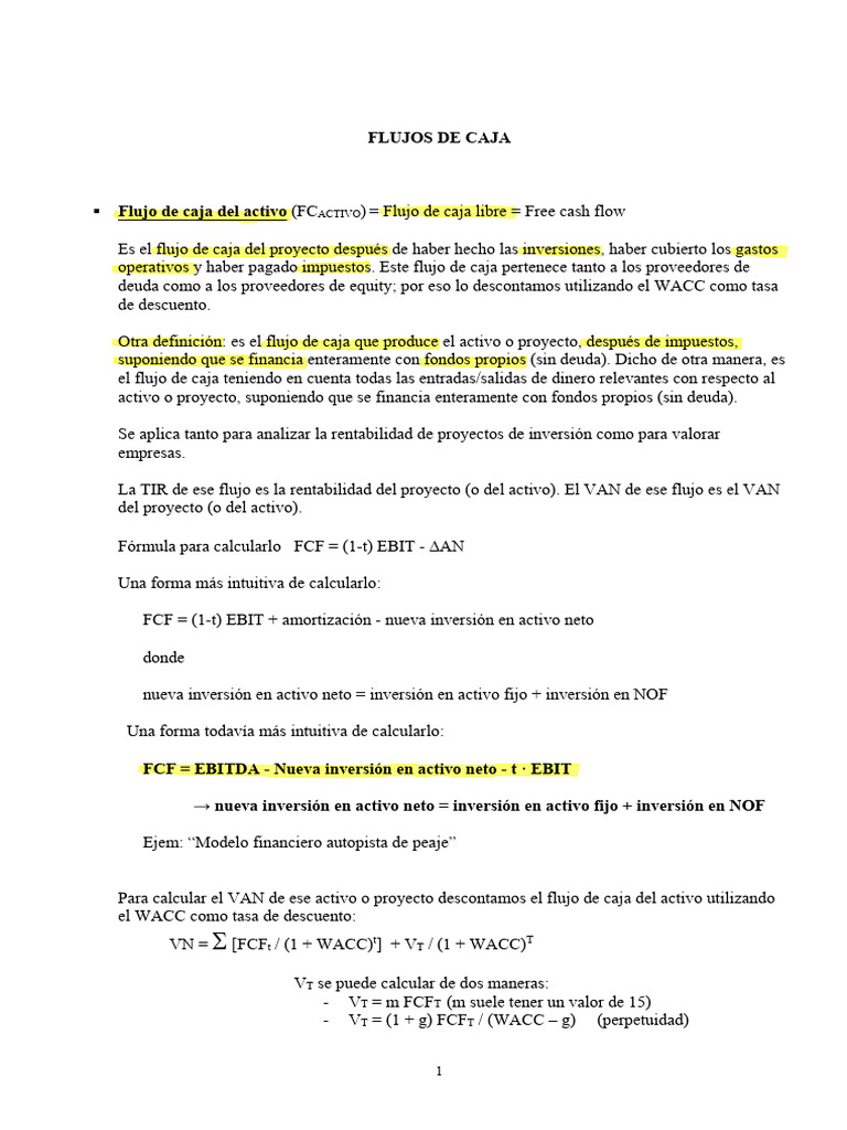 Flujos de Caja: Cálculo y Aplicaciones | PDF | Flujo de efectivo | Dinero