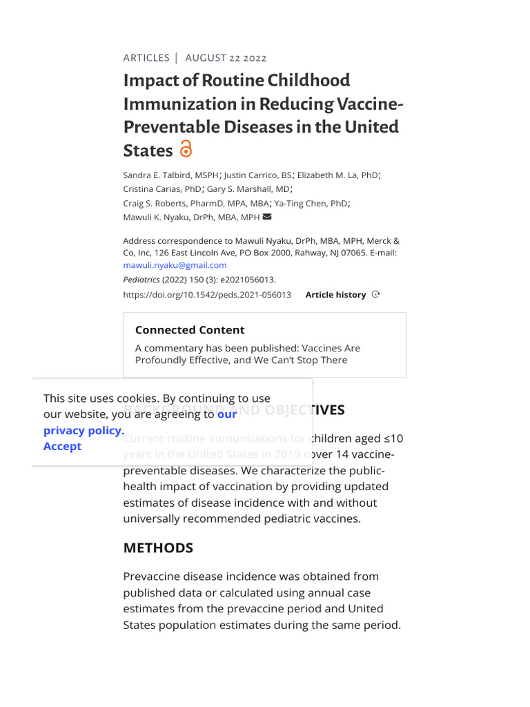 Impact of Routine Childhood Immunization in Reducing Vaccine ...