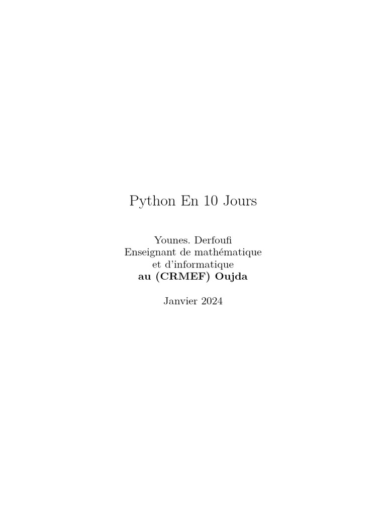 Python en 10 Jours12 Extract | PDF | Python (Langage de programmation ...