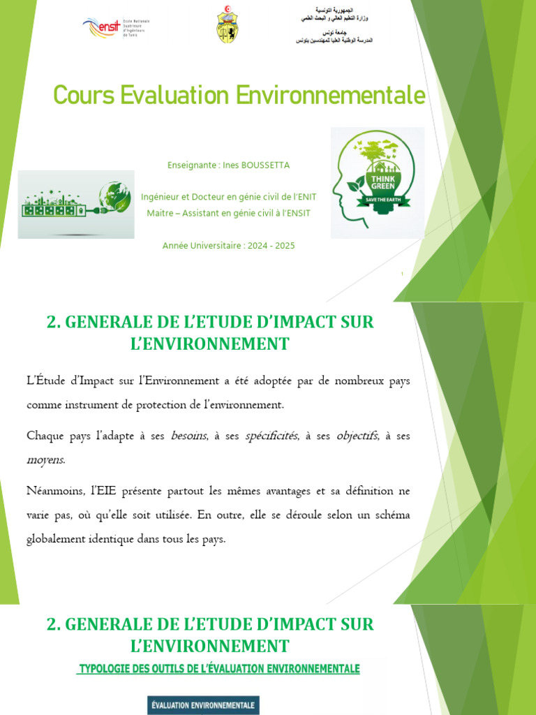 Cours sur l'Évaluation Environnementale | PDF | Étude d'impact ...