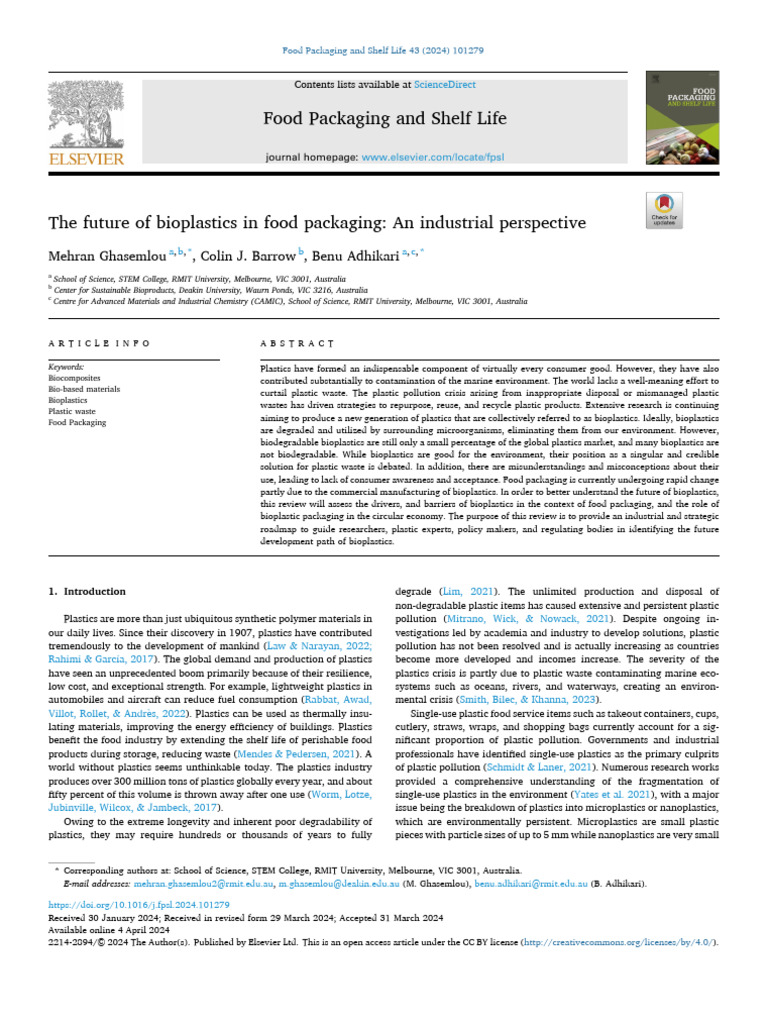 Future of Bioplastics in Food Packaging | PDF | Biodegradation | Plastic