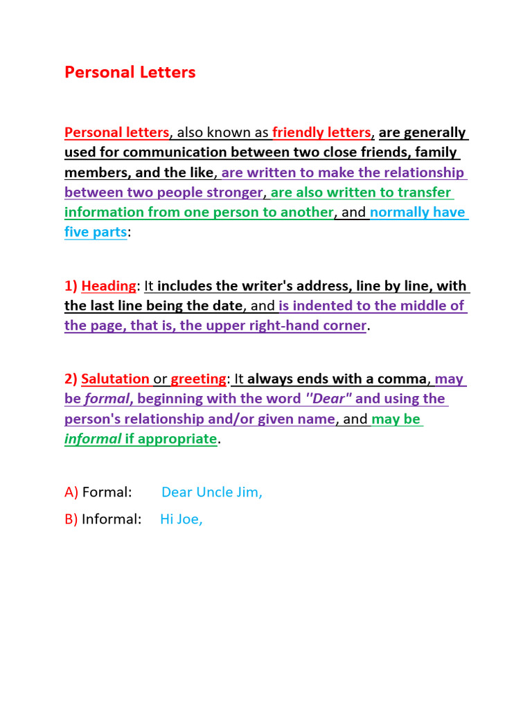 How to Write Personal Letters | PDF | Paragraph