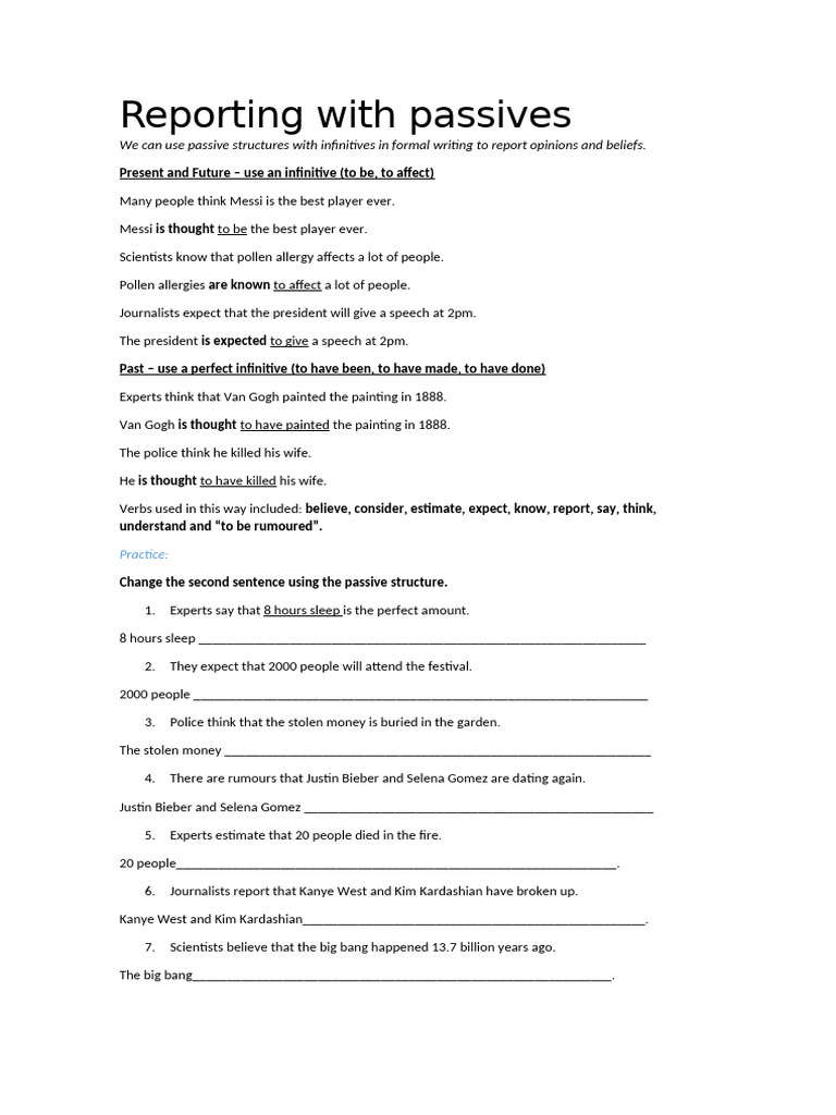 Reporting With Passives1 | PDF