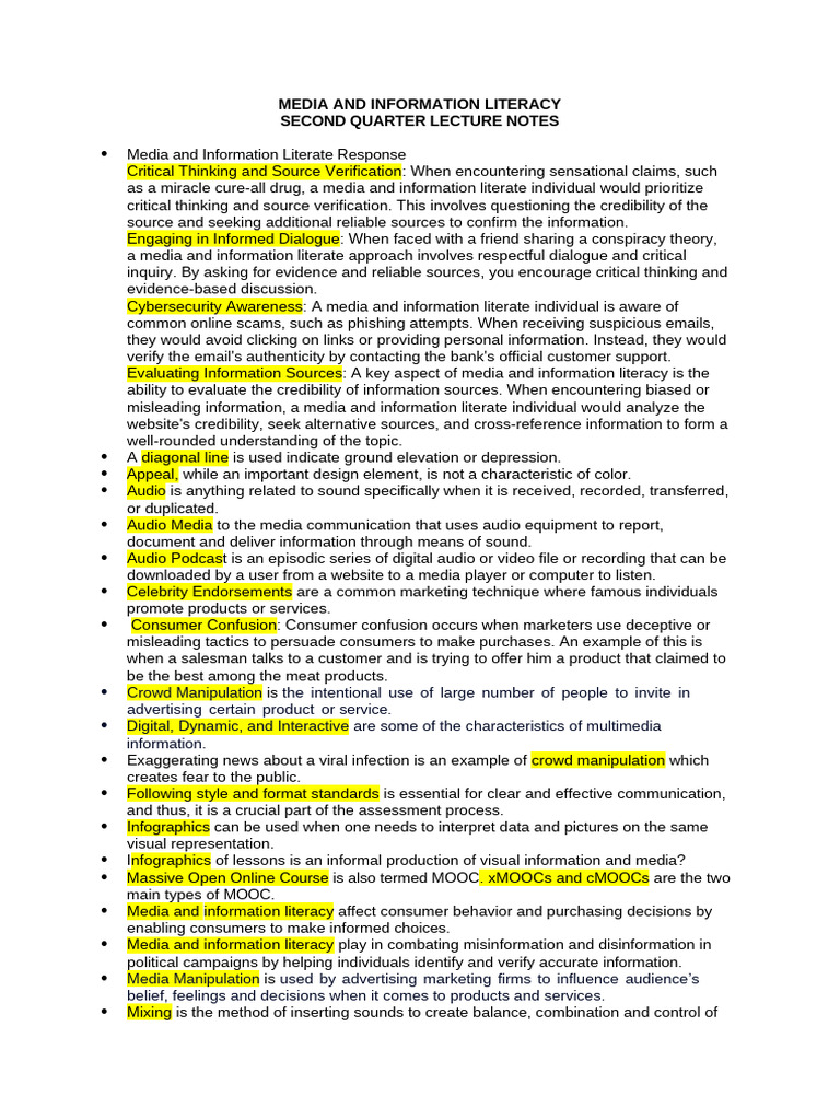 Media and Information Literacy Guide | PDF | Media Manipulation ...