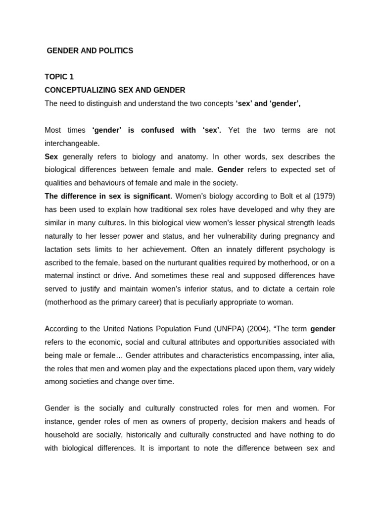 Understanding Gender and Politics | PDF | Gender Studies | Feminism