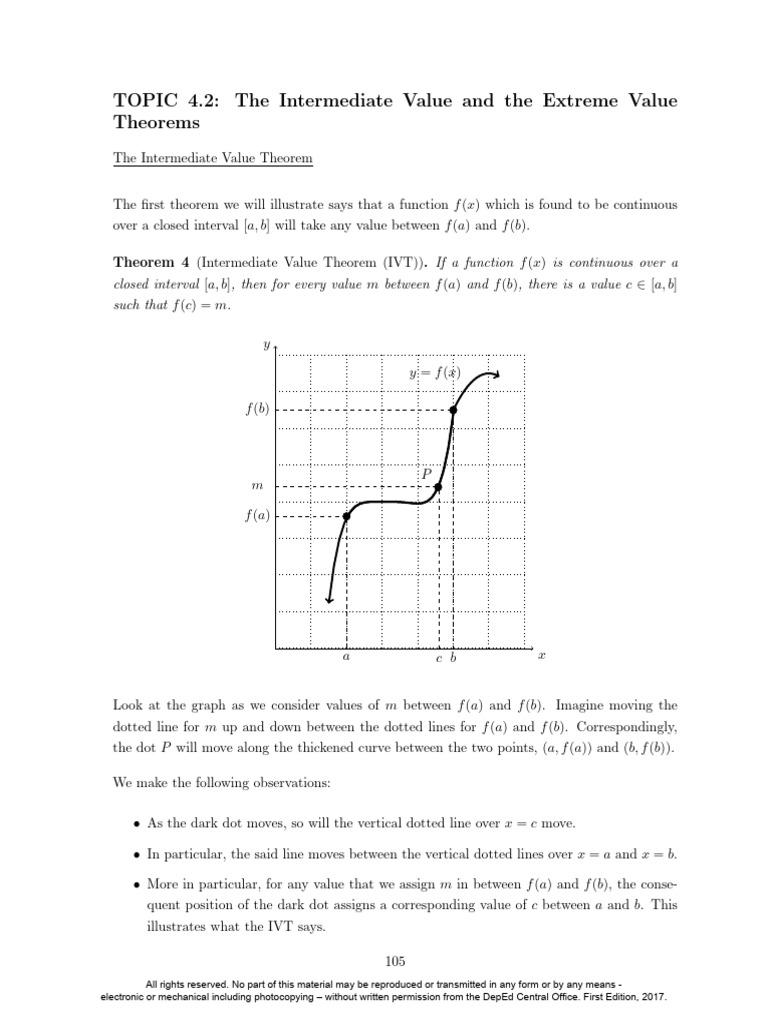 Intermediate and Extreme Value Theorems | PDF | Calculus | Applied ...