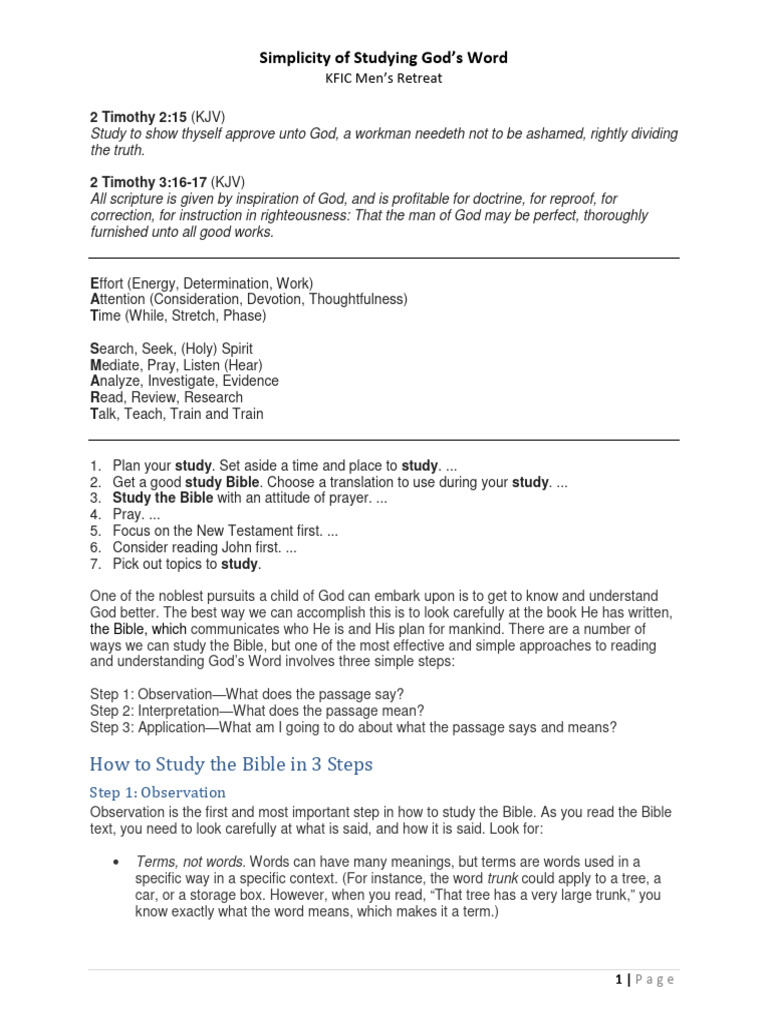 Simple Steps to Study the Bible | PDF | Bible | Chapters And Verses Of ...
