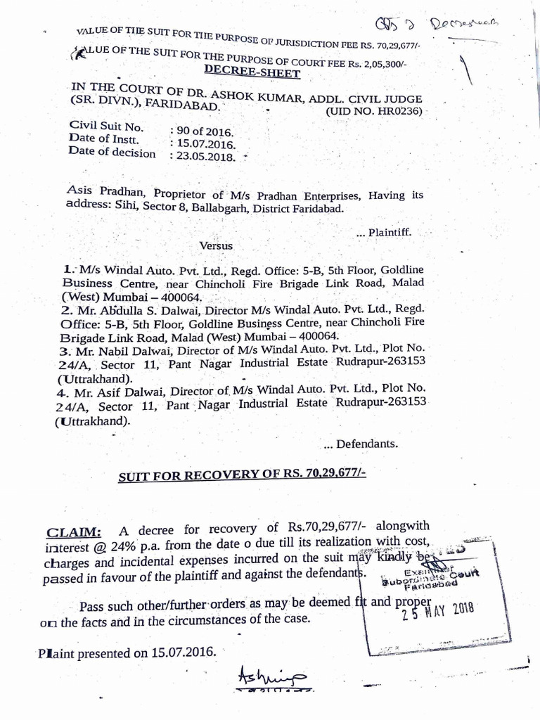 Decree Sheet for Recovery Suit | PDF