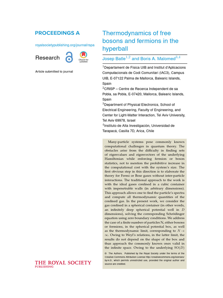Thermodynamics of Bosons and Fermions | PDF | Elementary Particle | Gases