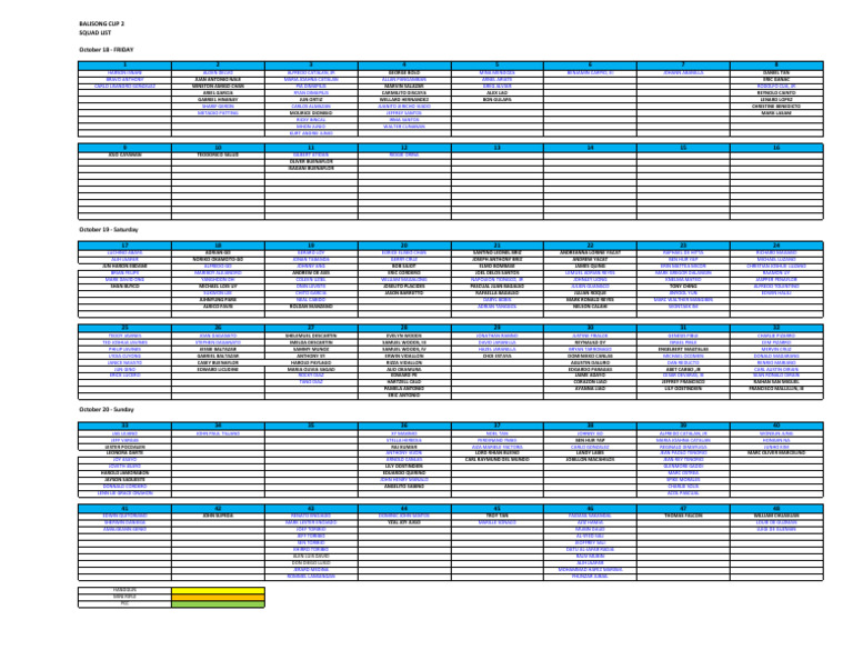 Balisong Cup 2 Squad List | PDF