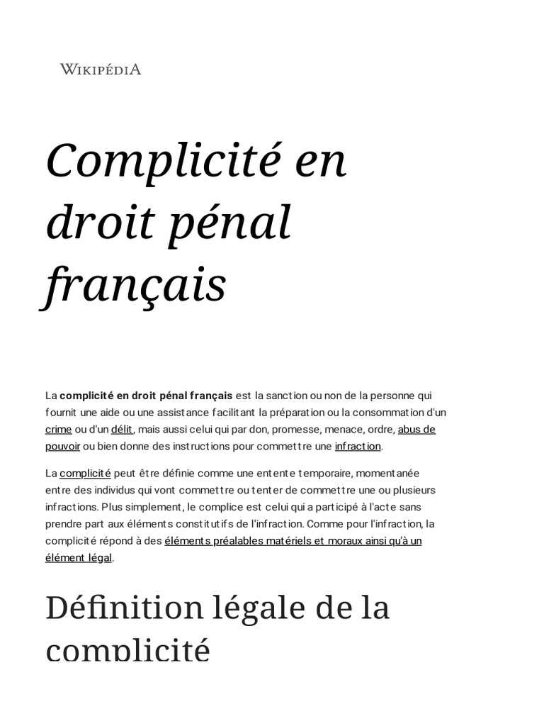 Complicité selon l'article 121-7 CP | PDF | Aider et encourager | Crimes