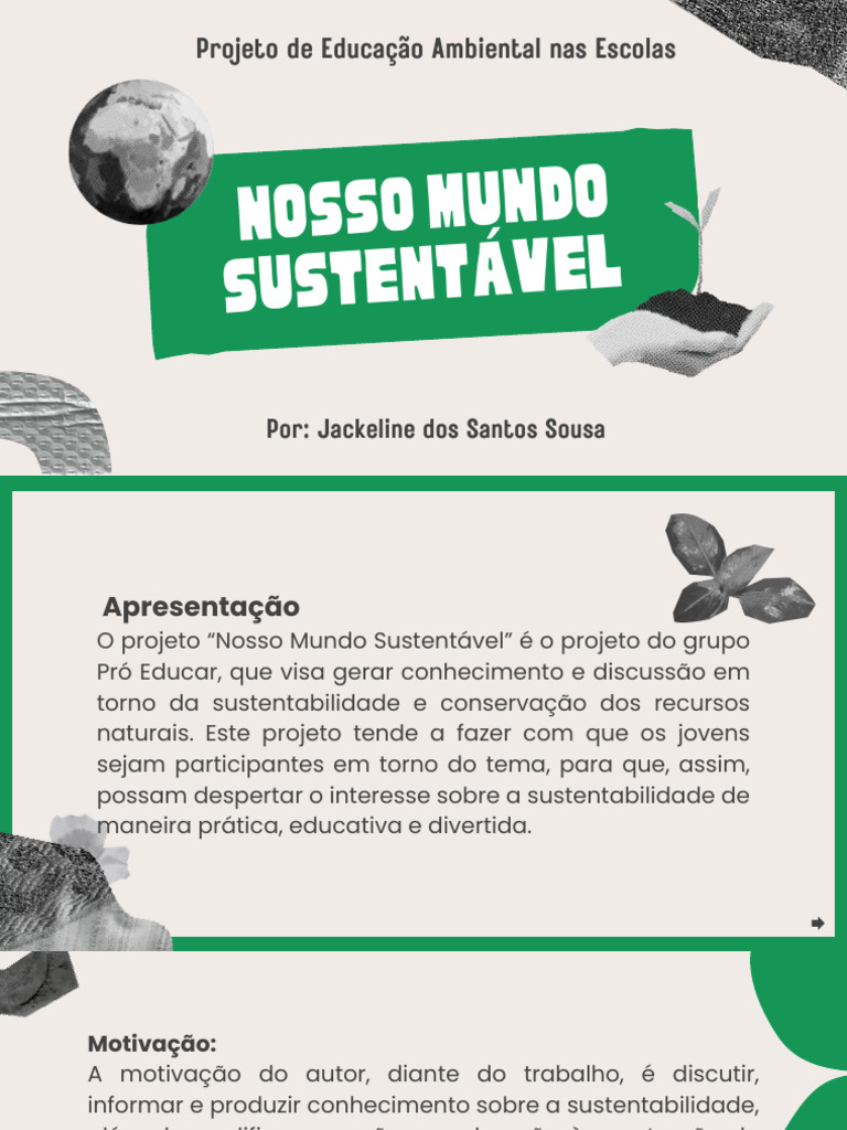Projeto de Educação Ambiental Sustentável | PDF | Sustentabilidade ...