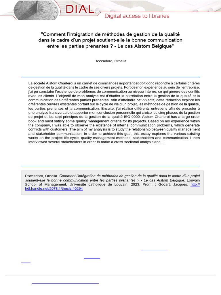 Roccadoro 81872100 2023 | PDF | Gestion de projet | Risque