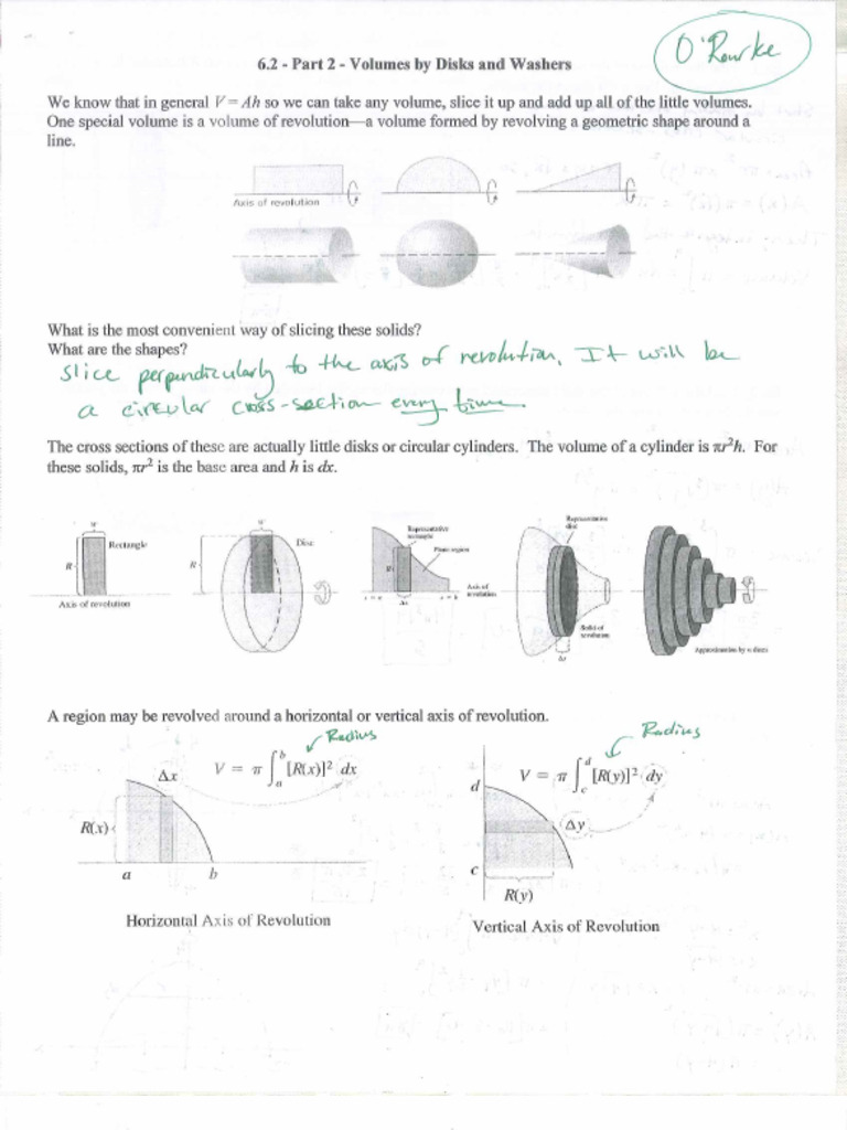 6.2+-+Part+2+Notes+-+Volumes+by+Revolutions | PDF