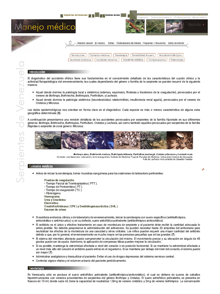 Serpientes de Venezuela | PDF | Especialidades Medicas | Medicina CLINICA
