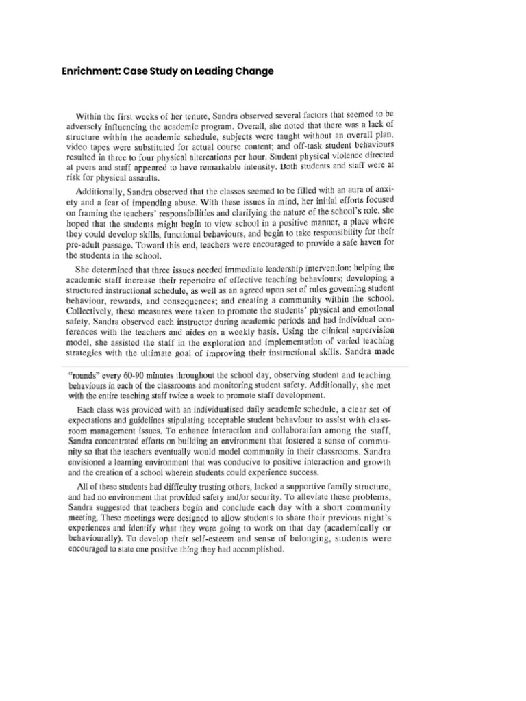 Leading Change: Enrichment Case Study | PDF