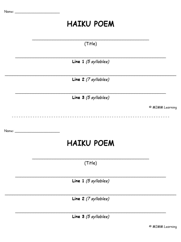Haiku Poem Template for Students | PDF