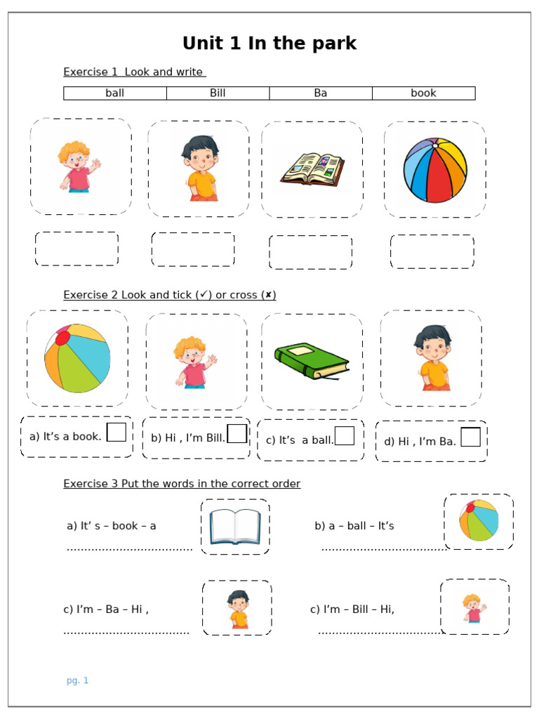 Unit 1: In the Park Activities | PDF