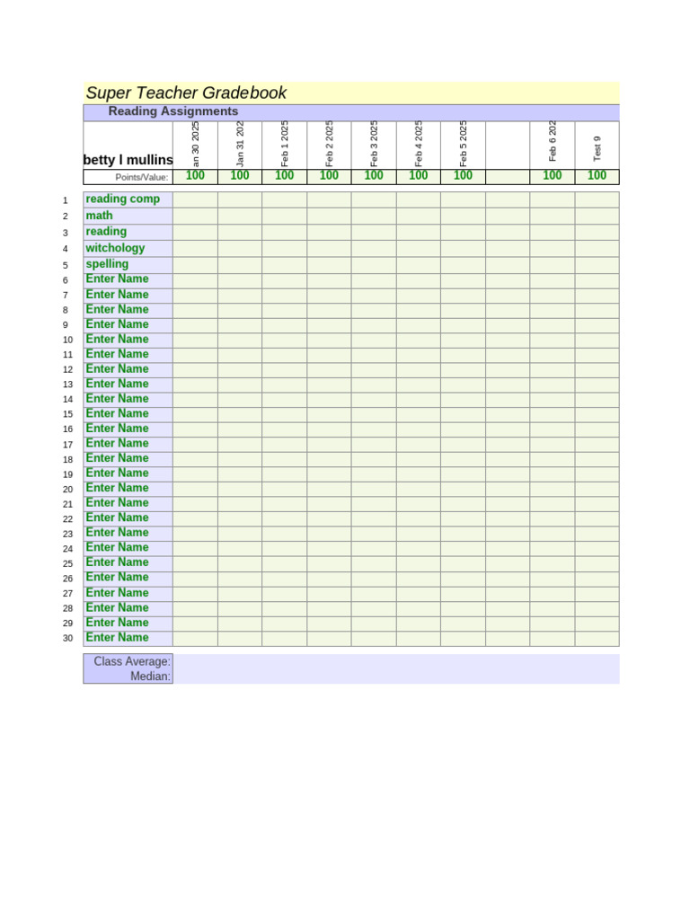 Gradebook Elementary Pdf