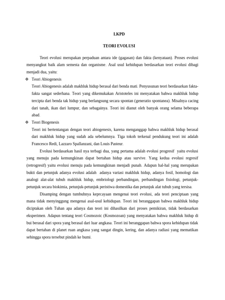 Teori Evolusi: Abiogenesis vs Biogenesis | PDF