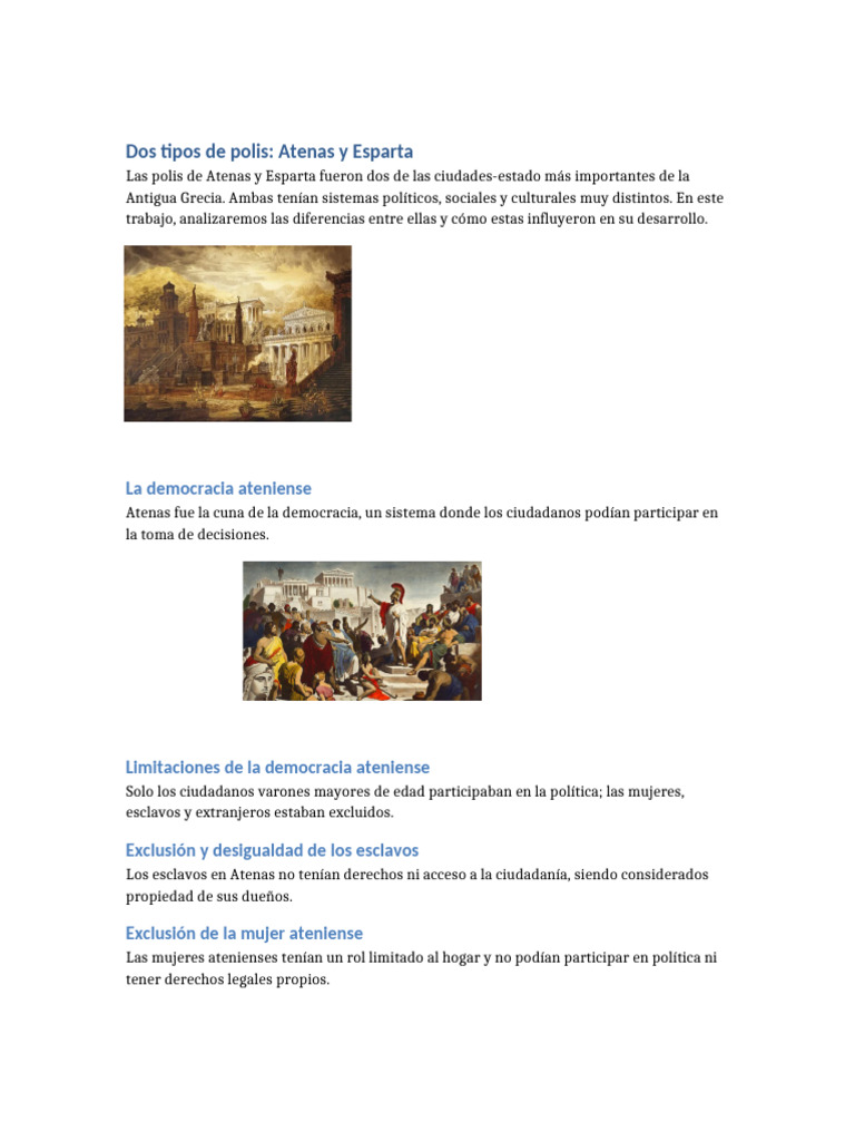 Atenas vs Esparta: Democracia y Oligarquía | PDF