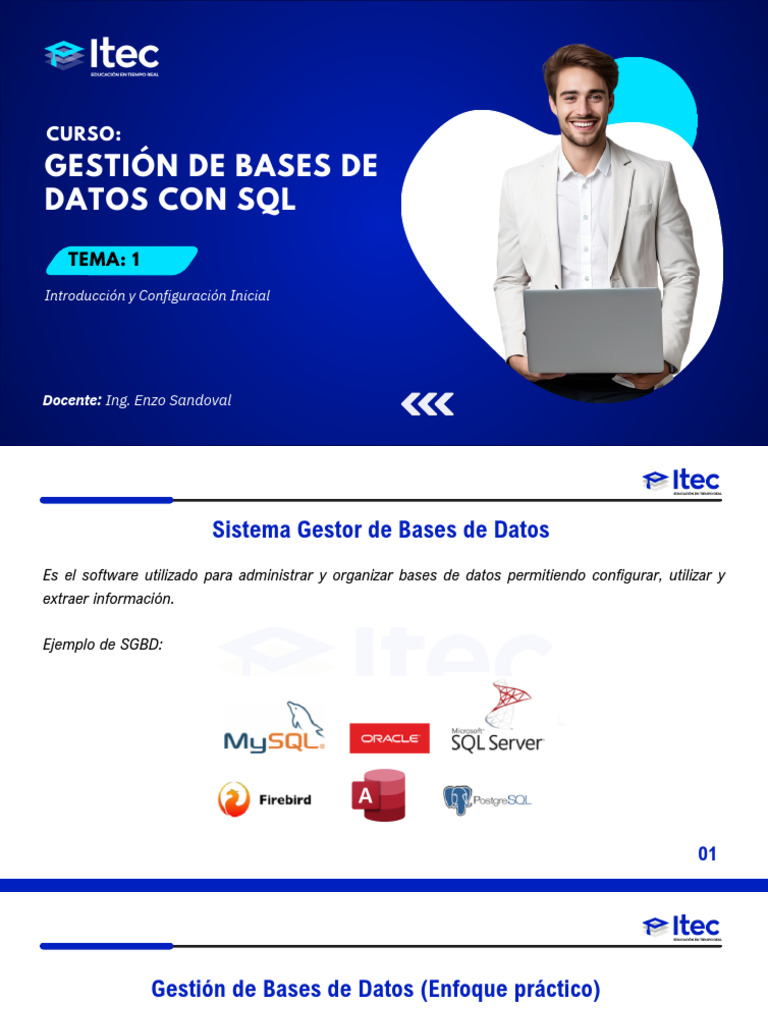 TEMA 1 - Introducción y Configuración Inicial | PDF | Bases de datos | SQL