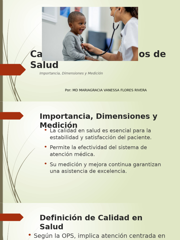 Calidad y Medición en Servicios de Salud | PDF | Cuidado de la salud ...
