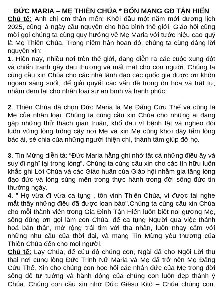 Le Duc Maria Me Thien Chua - Bon Mang Tan Hien | PDF