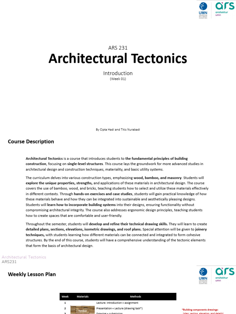 Architectural Tectonics Course Overview | PDF | Structural Load